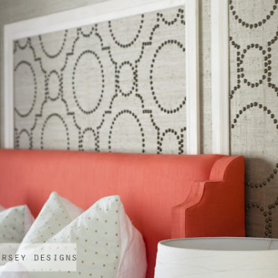 Grasscloth + Nailhead Wall Tutorial at East Coast Creative